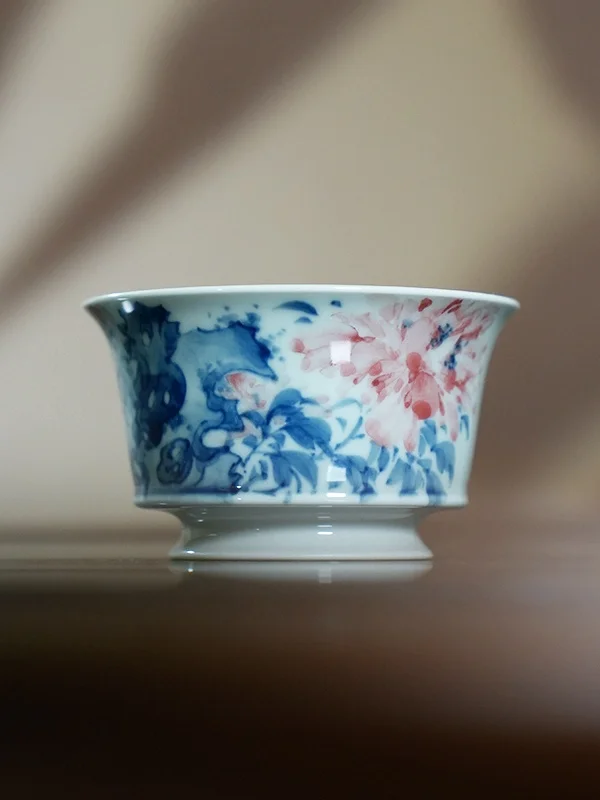 이만 티 라이프 수작업 청화백자 꽃무늬 세라믹 컵 중국풍 서예 예술적 사장님 컵 사무실용