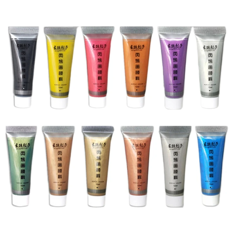 

Metallic Acrylic Paint 12ML Standard Art Paints for Painting on Canvas Wood