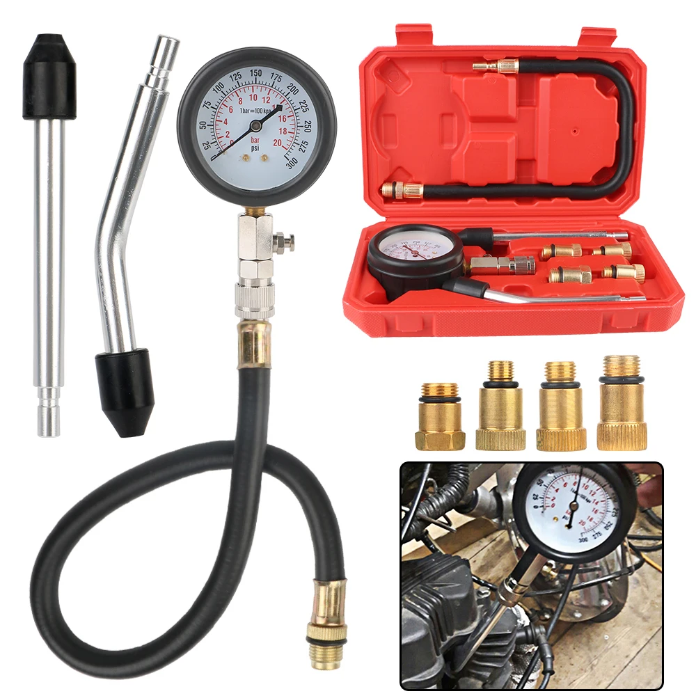Gasoline-Engine-Compression-Meter-Automotive-Cylinder-Tester-Kit-with ...