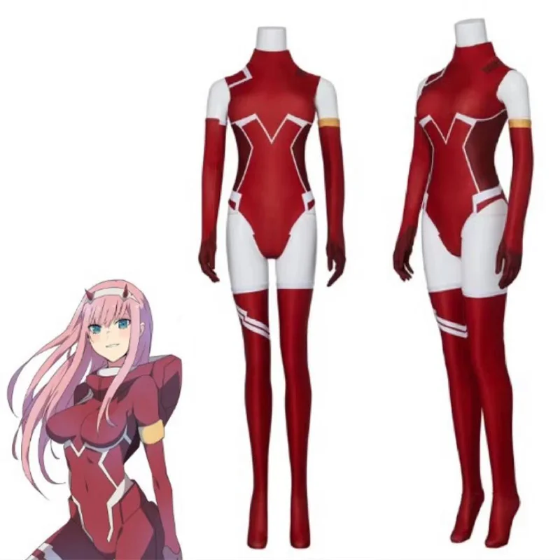 

Anime Darling in the Franxx 02 Zero Two Cosplay Costume Sexy Jumpsuit Halloween Carnival Bodysuit for Women