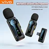 VIVO Mini Portable Wireless Lavalier Microphone Video Recorder Battery Level Display for iPhone Android Live Gaming Broadcast