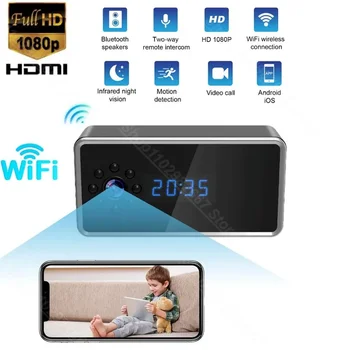 1080P WiFi Mini Camera Electronic Clock Take Photo Two Way Audio Infrared Night Vision Indoor Security Protection Survalance Cam 1