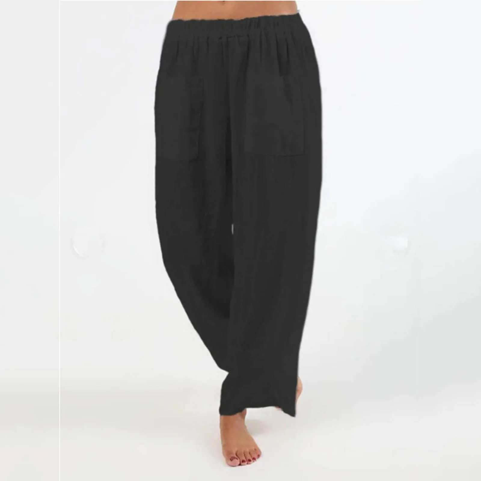 

Women'S Spring New Large Casual Solid Pocket Casual Pants