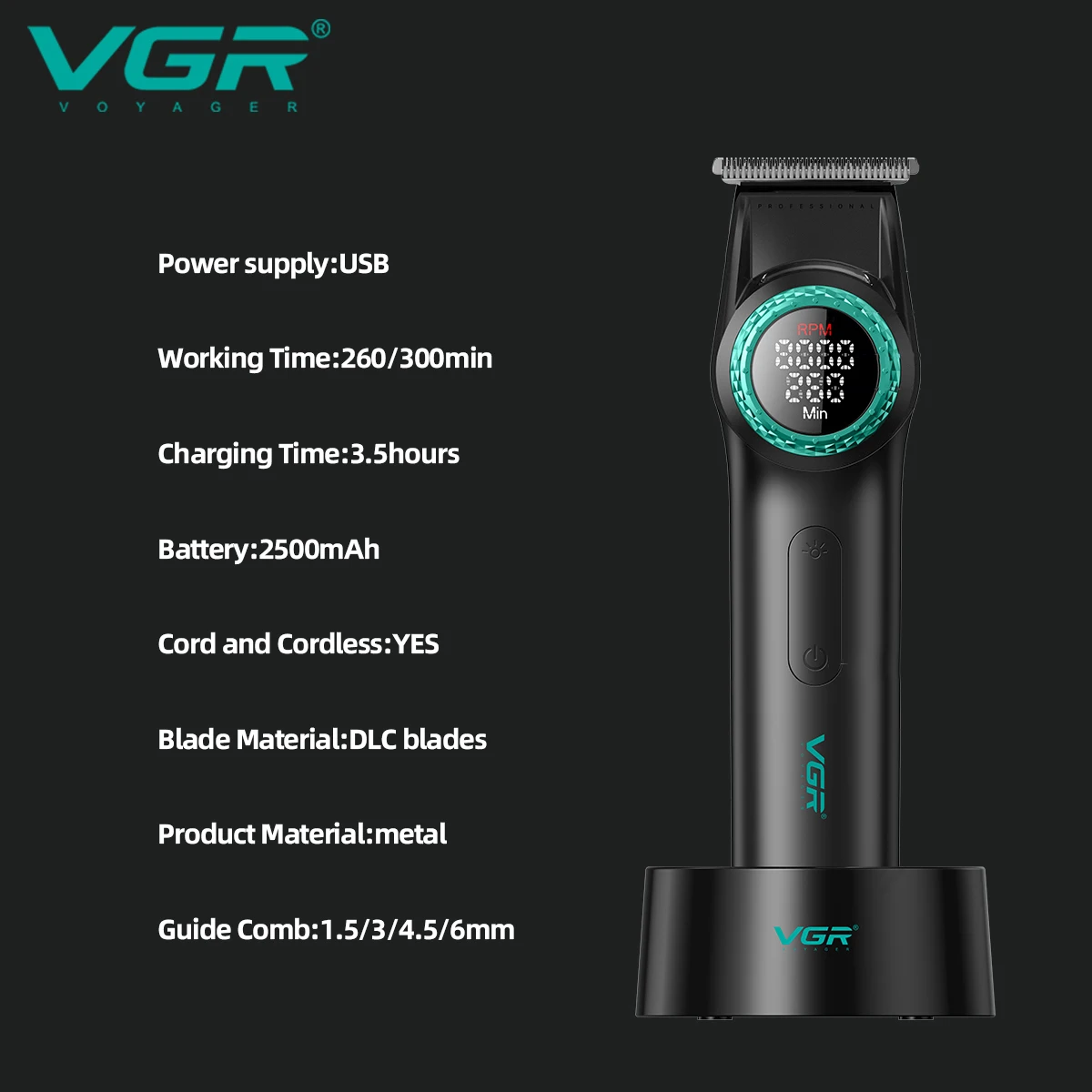 VGR كومبو المهنية 4 في 1 الحلاق كليبرز رجل مجموعة...