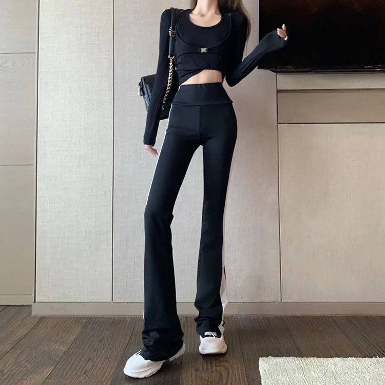 High Waist Sweatpants Women Joggers Korean Fashion Striped Sports Trousers Spring Autumn Women Streetwear Wide Leg Casual Pants plus size capris