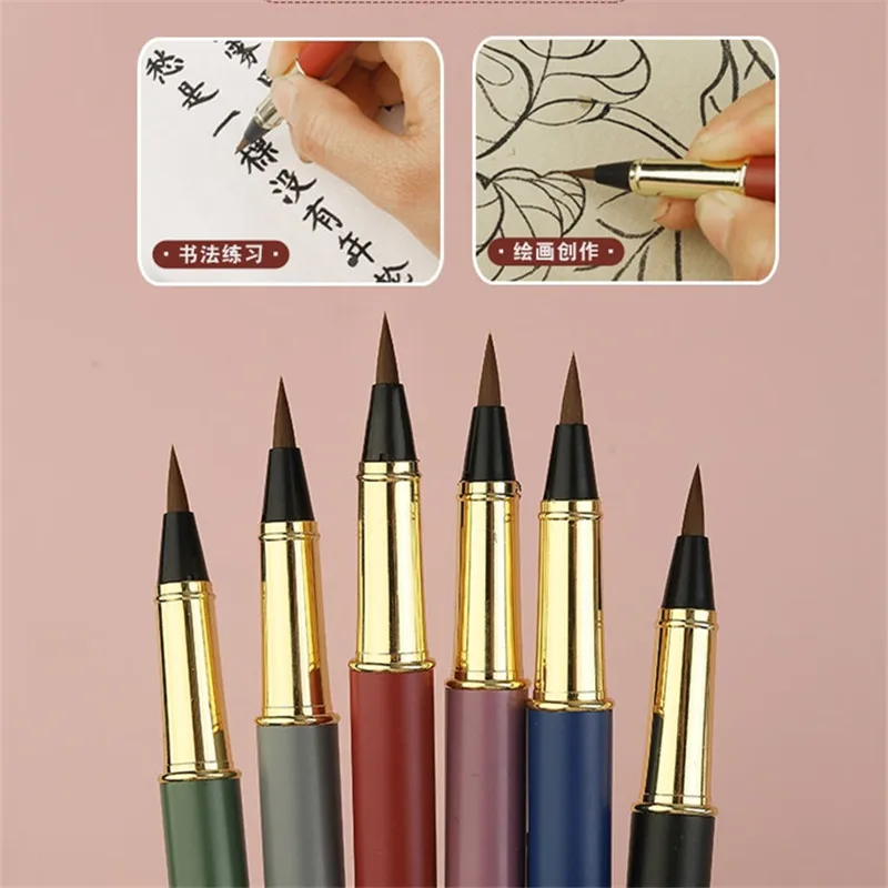Nuovo pennello per acquerello Penna morbida per disegno artistico Pennelli per calligrafia Penne stilografiche a inchiostro ricaricabili Forniture per studenti scolastici - immagine 6