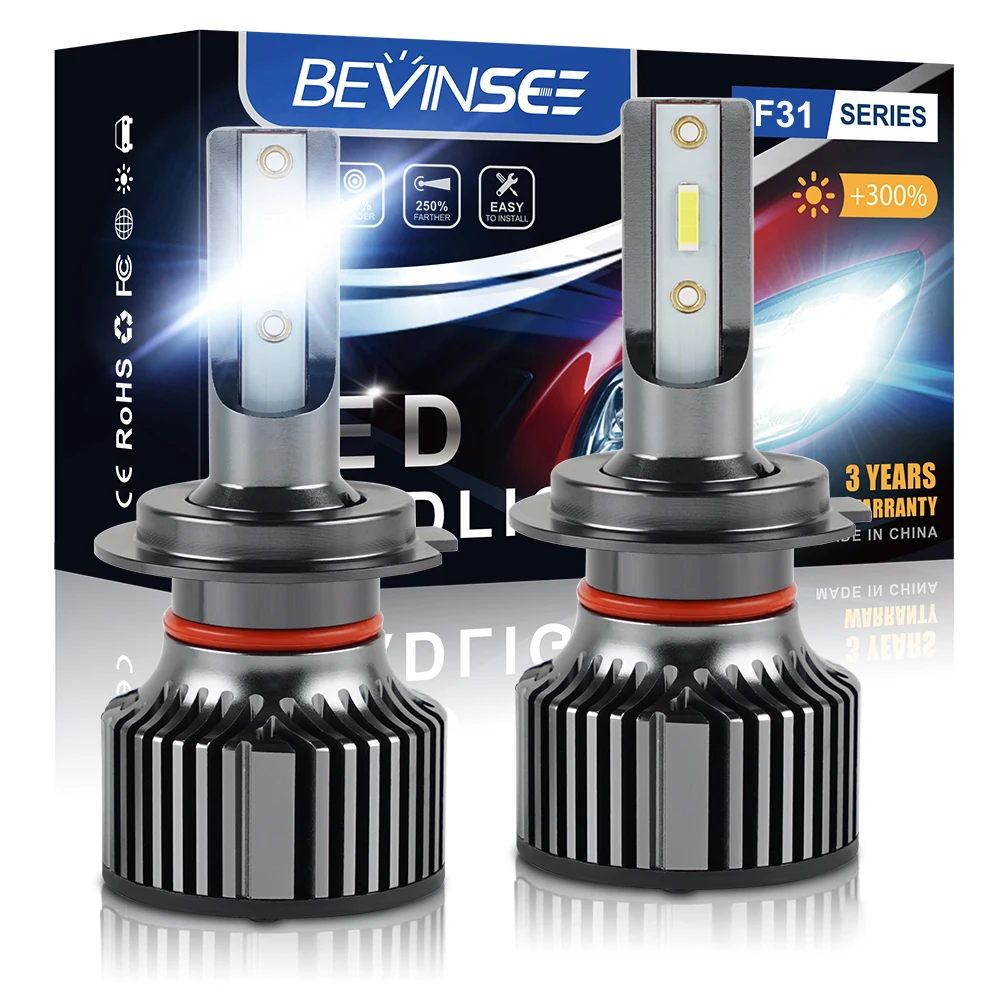 Bevinsee H7 H4 LED Headlight H11 H1 H3 H8 HB3 9005 HB4 9006 LED Lights for Car 12V 6000K H9 H13 880 881 9007 9008 Auto Lamp Bulb