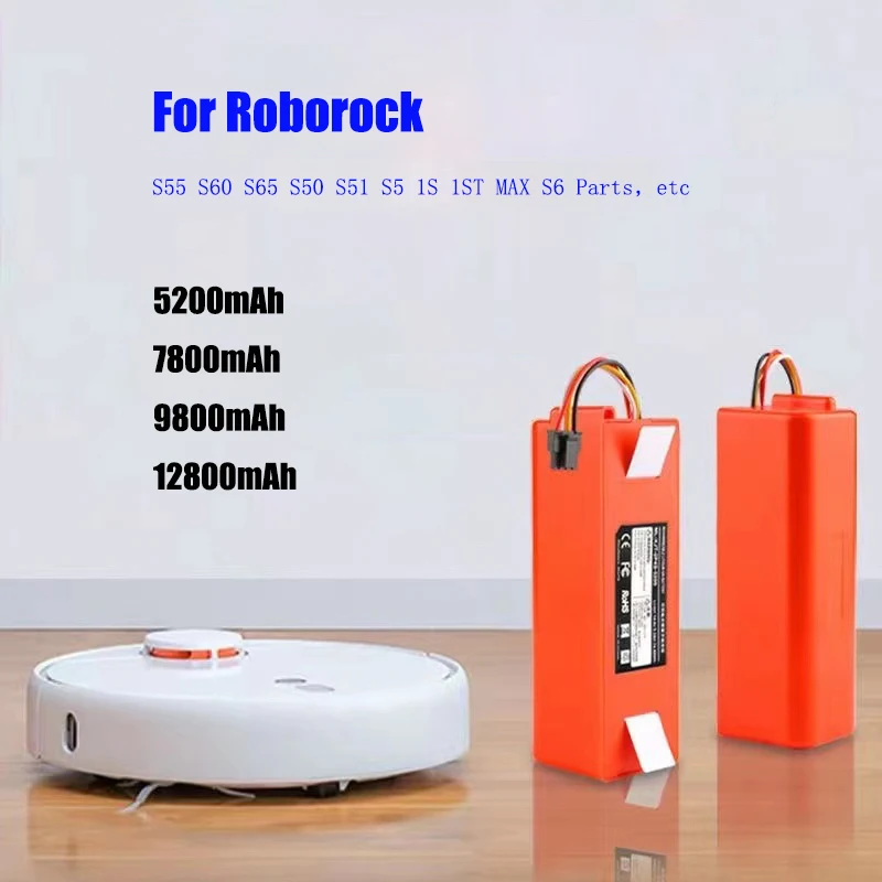 14.4V BRR-2P4S-5200S Robotic Vacuum Cleaner Replacement Battery For Xiaomi Roborock S55 S60 S65 S50 S51 S5 1S 1ST MAX S6 Parts