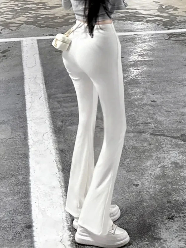 East Gate 2024 Summer Thin High Waist Flared Casual Pants Lengthening Legs Spor Chic Women's Long Trousers Korean Sle