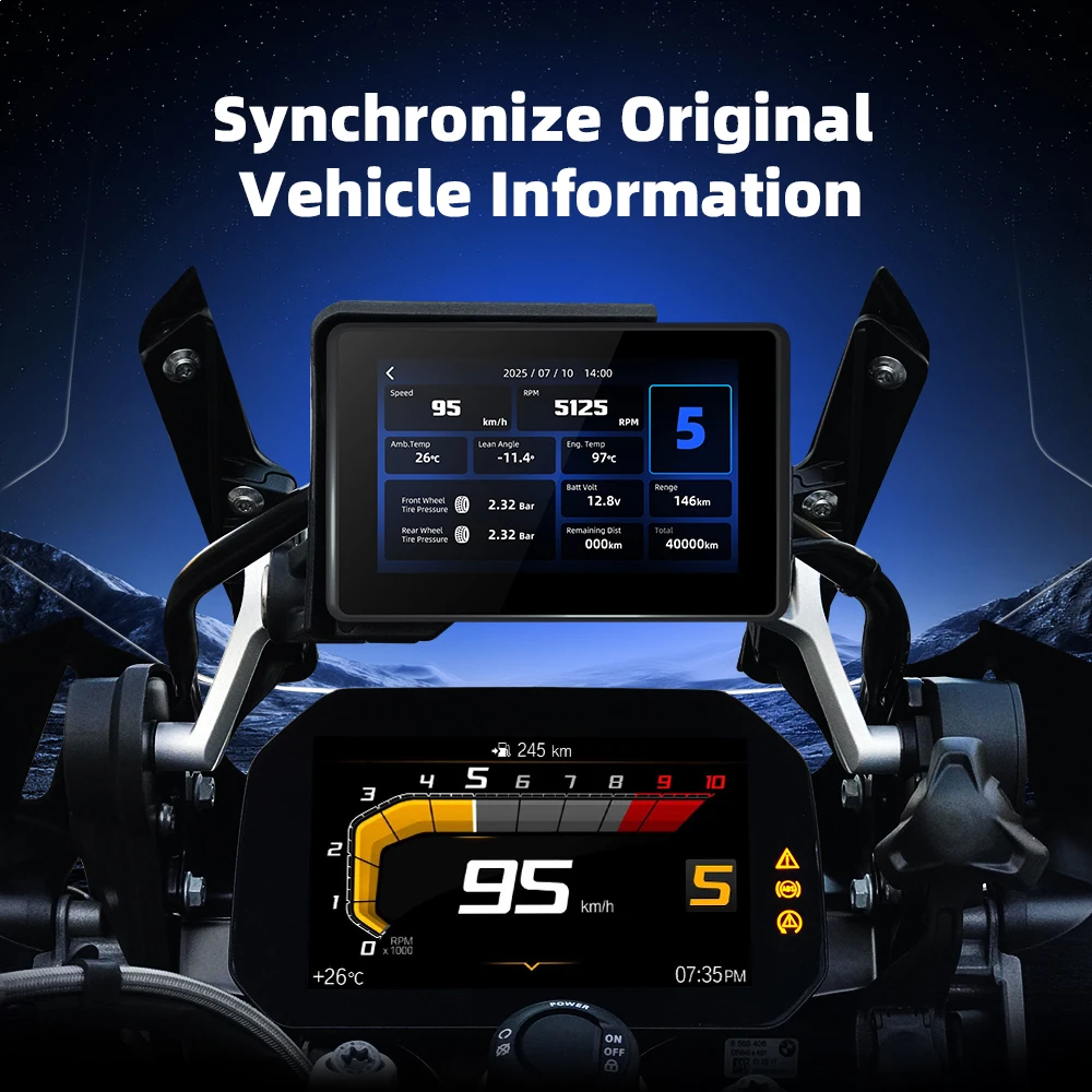 EKIY 5.0 "Wireless CarPlay Moto Android Auto Per BMW R1200GS R1250GS F800 F900 S1000XR GPS Moto di Navigazione Per WonderWheel - immagine 5