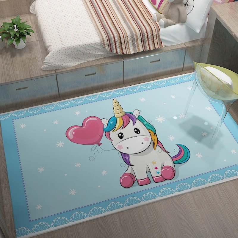Floor Mat Pink Unicorn Series Carpet Cartoon 3D Printing Pattern Children's Room Crawling Mat Girl Room Decoration Accessories Carpet