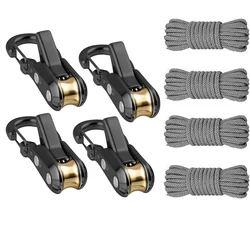 High - Strength Retractable Paracord Kit with Alloy Carabiners and Windproof Binding Straps (4pcs B)