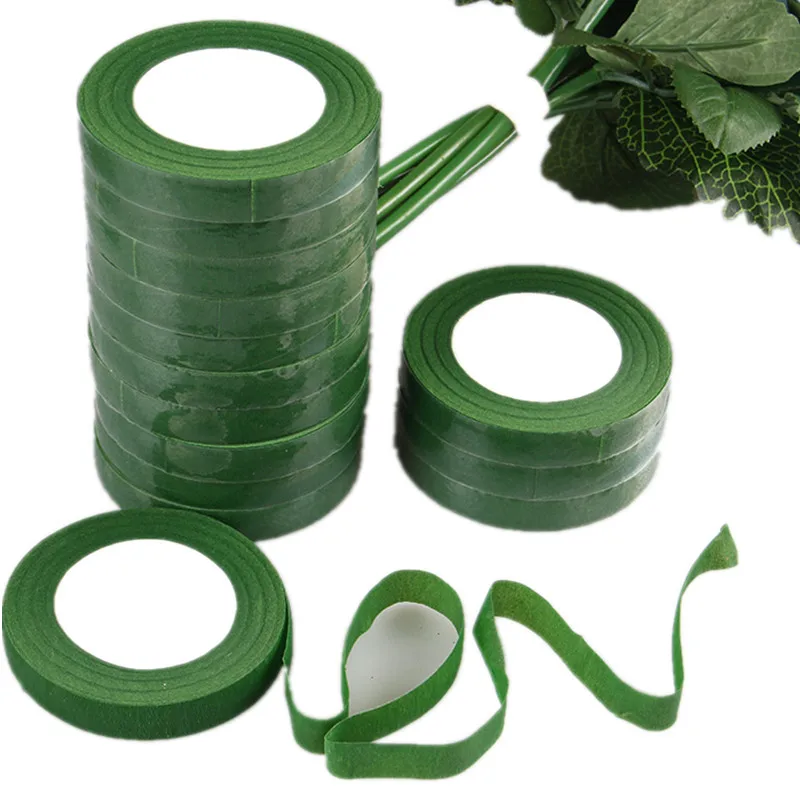 30 Yard 12MM Floral Stem Tape Corsages Buttonhole Artificial Flower Stamen Wrap Florist Green Tapes Nylon Flower Supplies