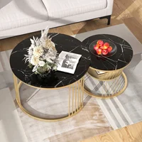 Table basse Fangange, table d'appoint, table gigogne, table de canapé, table à lampe, ronde, avec tapis antidérapant, structure métallique, sans bords tranchants, pour salons, chambres, balcons, espaces de détente, appartements, blanc/noir. 8