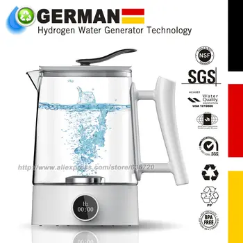 1600 PPB Rich Hydrogen Water Pitcher, Generator Electrolysis Electric Tea Kettl with SPE and PEM Concentrator Technology