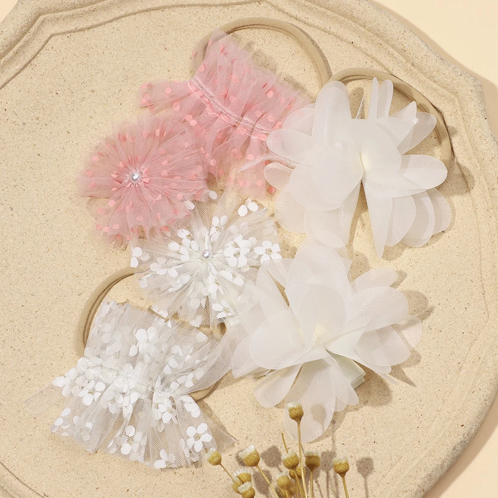

2Pcs/lot Colourful Floral Flowers Hair Bands Hair Clips for Newborn Baby Girl Elastic Rubber Bands for Kids Children's Hairpins