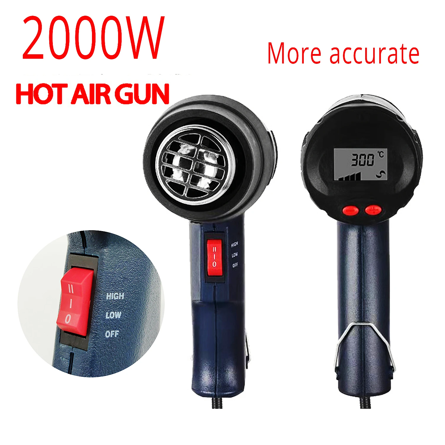 2000W 220V Hot Air Gun Industrial Electric Air Rifle Gun Thermoregulator LCD Heat Guns Shrink Wrapping Thermal Heater Nozzle best home paint sprayer Power Tools