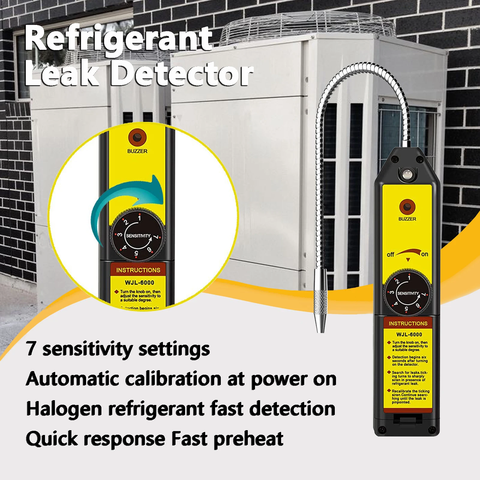 WJL-6000 Freon Leak Detector Halogen Leak Detector Refrigerant Gas HVAC