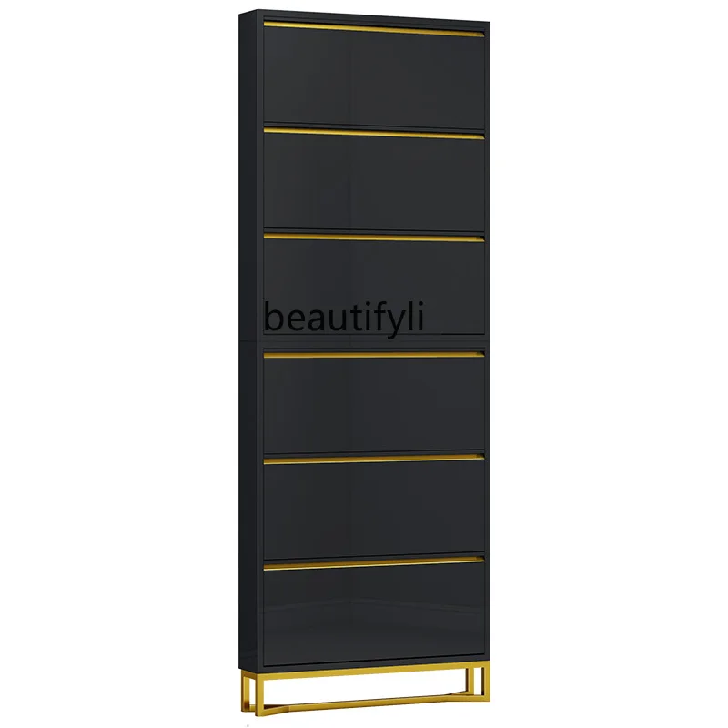 

zq Shoe Cabinet Combination Tilting 15cm Large Capacity Light Luxury Paint Entrance Hall Storage Narrow Entrance Cabinet