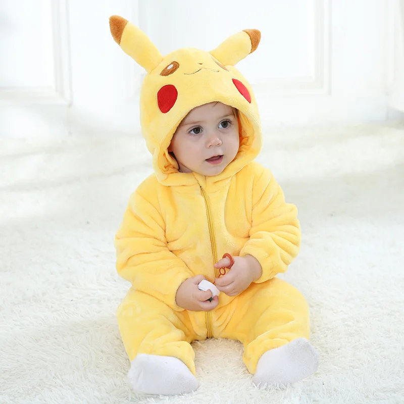 

Pokemon Snorlax Pikachu Cosplay Costume Kawaii Baby Kigurumi Pajamas Clothing Newborn Infant Rompers Onesie Winter Sleepwear