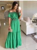 Robe maxi à encolure dégagée pour femmes, vert, mode d'été, boho, sexy, élégante, décontractée, vacances, plage, robes de soirée