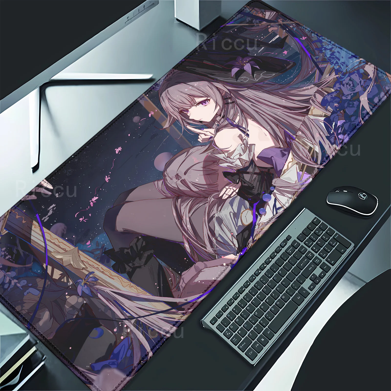The Herta Honkai Star Rail teclado mouse pad Large Gaming mousepad Office Table Accessories Non-slip Mausepad overlock Desk Mat