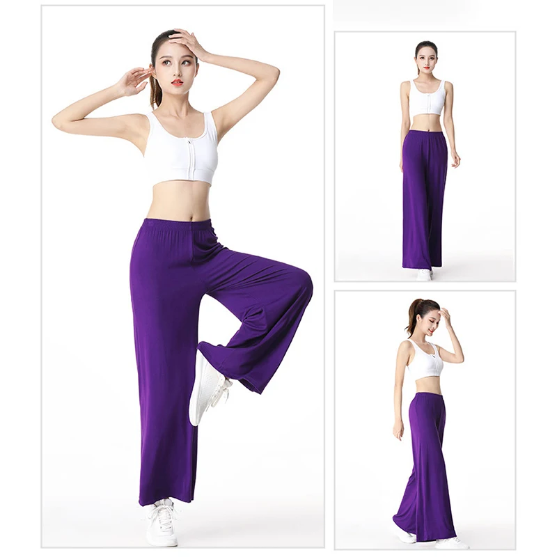 Women Casual Loose Yoga Pants Elastic Summer Wide Leg Pants Lady Workout Bloomers Gym Trousers Fitness Sport Dance Harem Pants