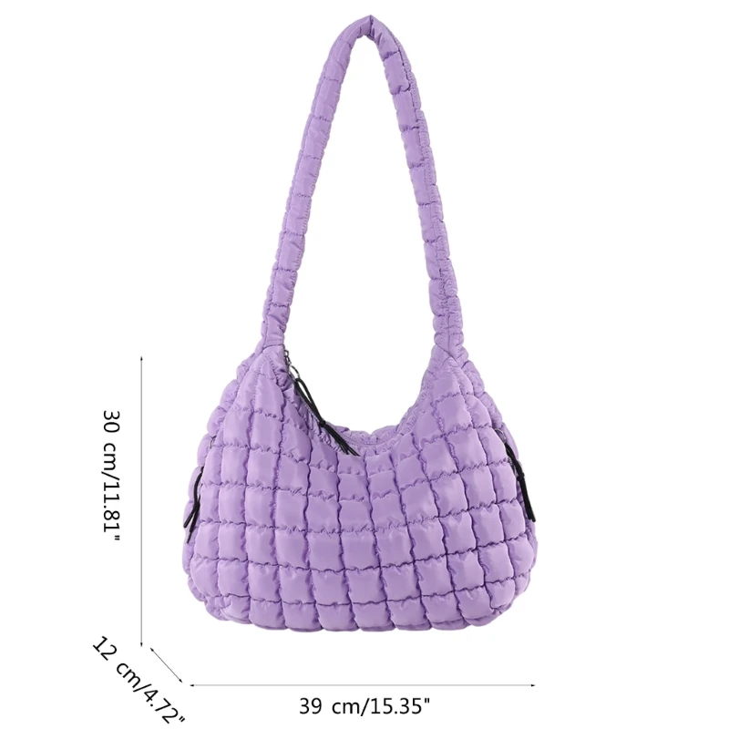 Women's Handbag Practical Pleated Shoulder Bag Nylon Crossbody Purse Suitable for Different Occasion E74B