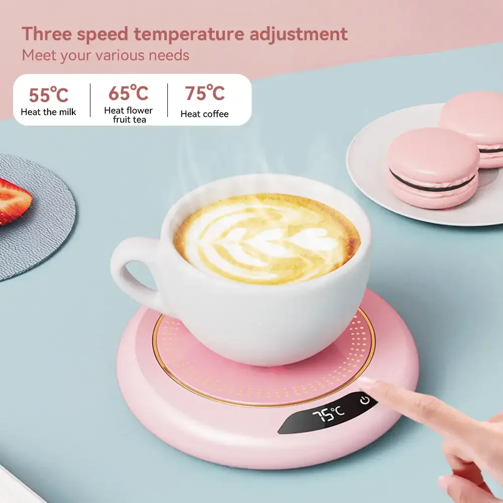 Heating Coaster Coffee Heater Coffee Mug Warmer 3 Temperature Setting Thermostat Coaster USB Plug Smart Coffee Cup Warmer for Heating Beverage Milk Tea