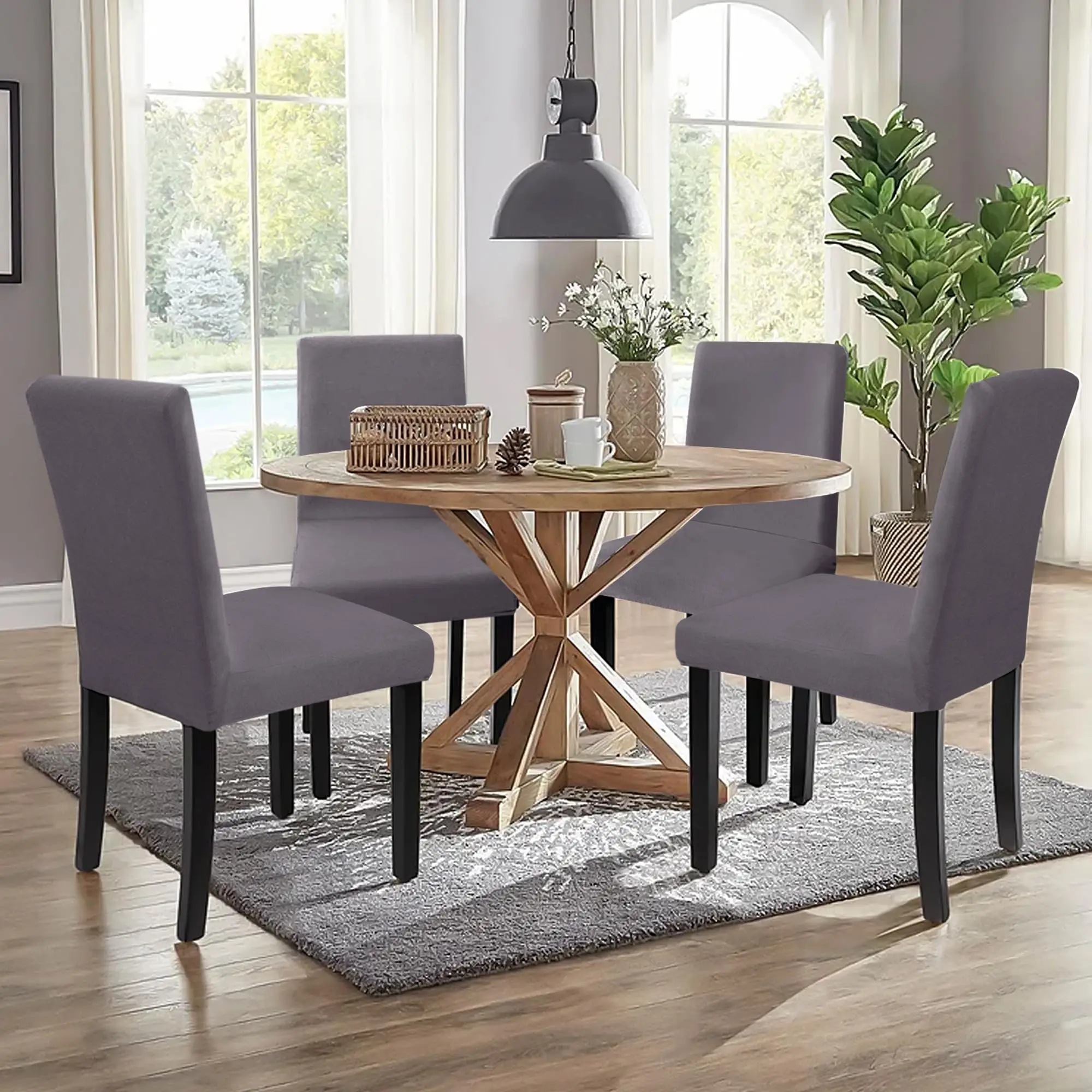 Elegant High-Stretch Dining Chair Slipcovers - Set of 4/8, Removable & Non-Slip Seat Protectors for Events and Home Decor