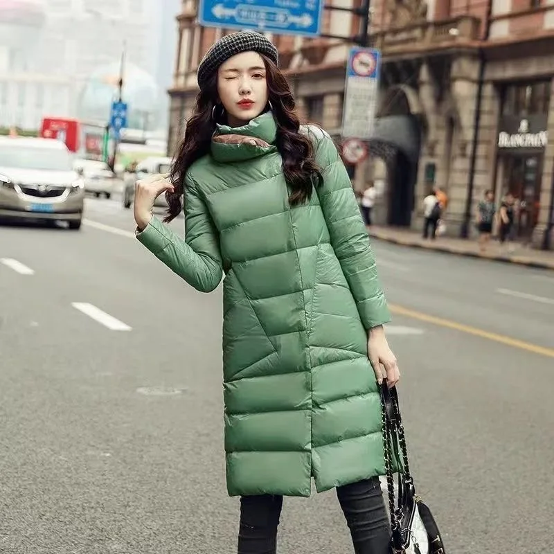

2023 New Autumn Winter Clothes Women's Jacket Coat Double Sided Duck Down Lightweight Women's Mid length Slim Fit Long Coat