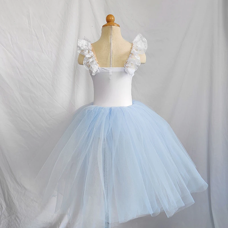 sky blue tutu dress Luxury Sky Blue Girl Dress Pearls Baby Kids Princess Birthday J027
