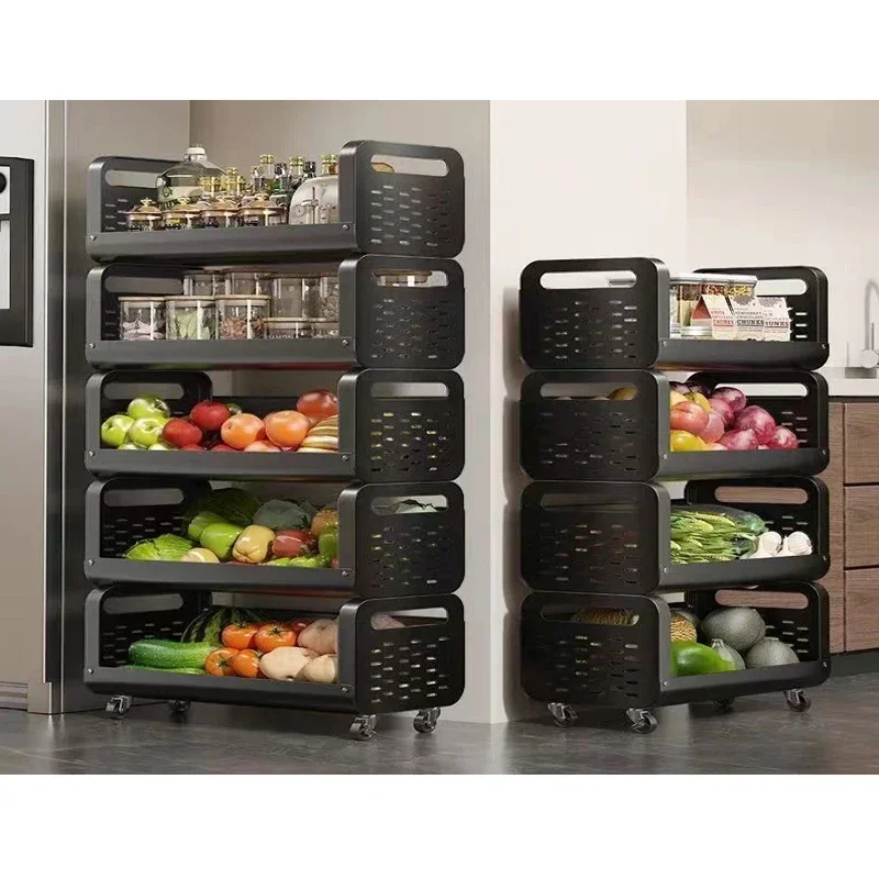 Kitchen basket shelf multi-layer floor can be moved to put fruits and vegetables storage home multi-function Trolley