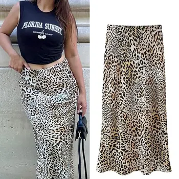 TRAFZA Straight Skirt For Women 2024 Summer Trend Midi Skirt Trendy Summer High Waist Fashion Versatile Slim H-Line Bottoms TRAF