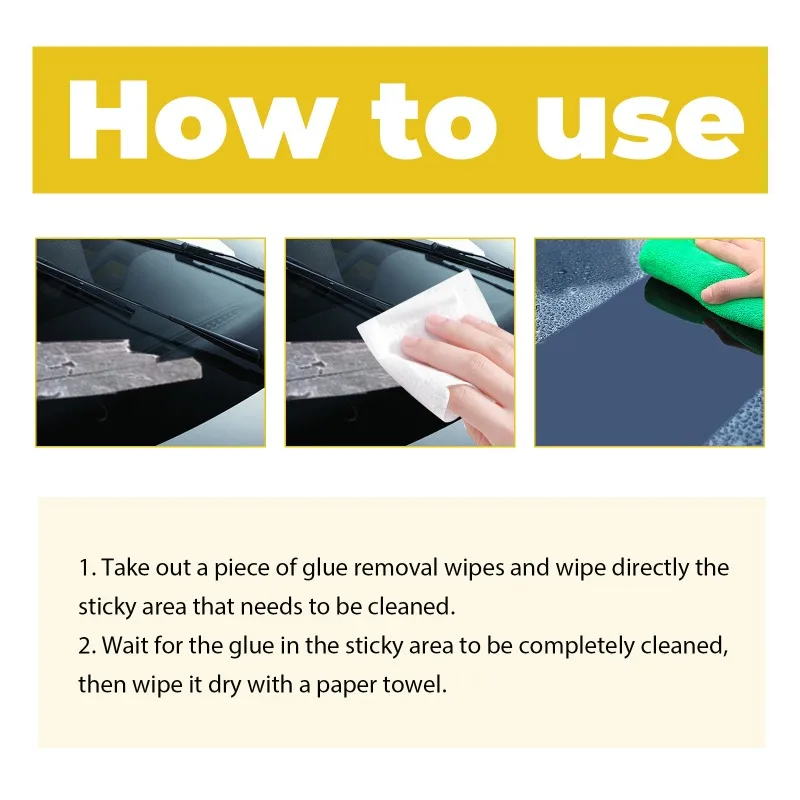 Adhesive Remover Wet Wipes for Floor, Glass, Ceramic, Plastic, Metal Cleaner: Glue, Double-Sided Tape, Marker, Label Glue, Spong - 3