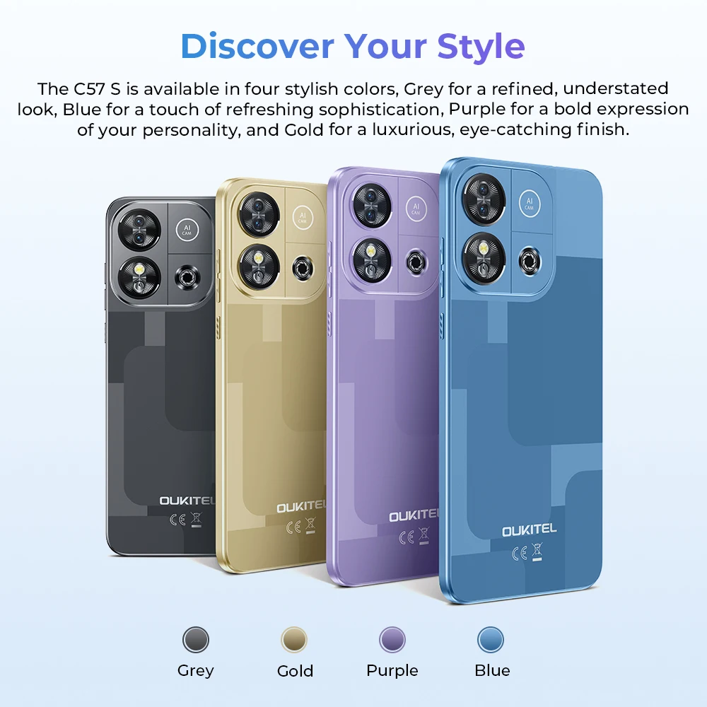 Oukitel C57 S Smartphone, 4300mAh Battery, 8(2 + 6)GB + 64GB, 13MP Main Camera, 6.5 "HD + Display 2