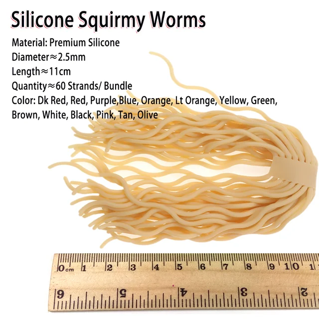 60strands Soft Worm Body Squirmy Wormy Fly Tying Material San Juan Worm  Earthworm Maggots Mimic Baits