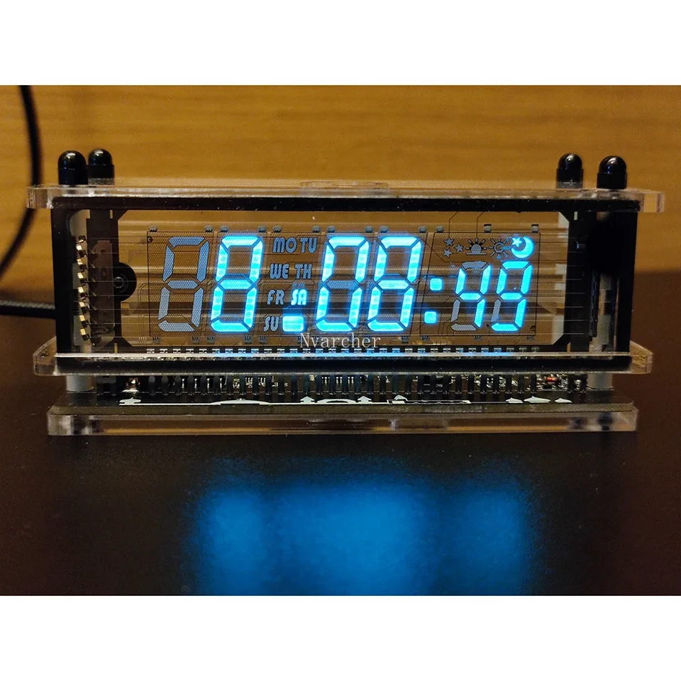 Nvarcher VFD Clock Transparent Screen Display Desktop Digital LED