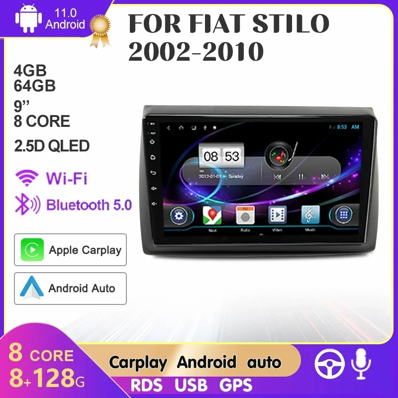 Hodozzy Android Autoradio Für FIAT Stilo 2002-2010 - 9 Zoll Mit Wireless Carplay & Android Auto