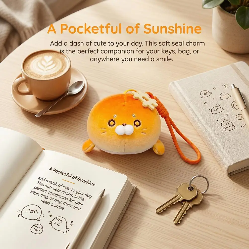 Kawaii Sakura Robben-Plüsch-Schlüsselanhänger, niedlicher Seehund-Stofftier-Schlüsselring, Taschenanhänger, Toast-Robben-Plüschfigur, hängende Dekoration, Kindergeschenk – Detail 1