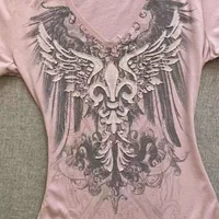 American Street Hottie T-shirt Vintage col en v T-shirt années 2000 Y2K esthétique graphique imprimé t-shirts femmes Punk Chic hauts Ropa Mujer 2