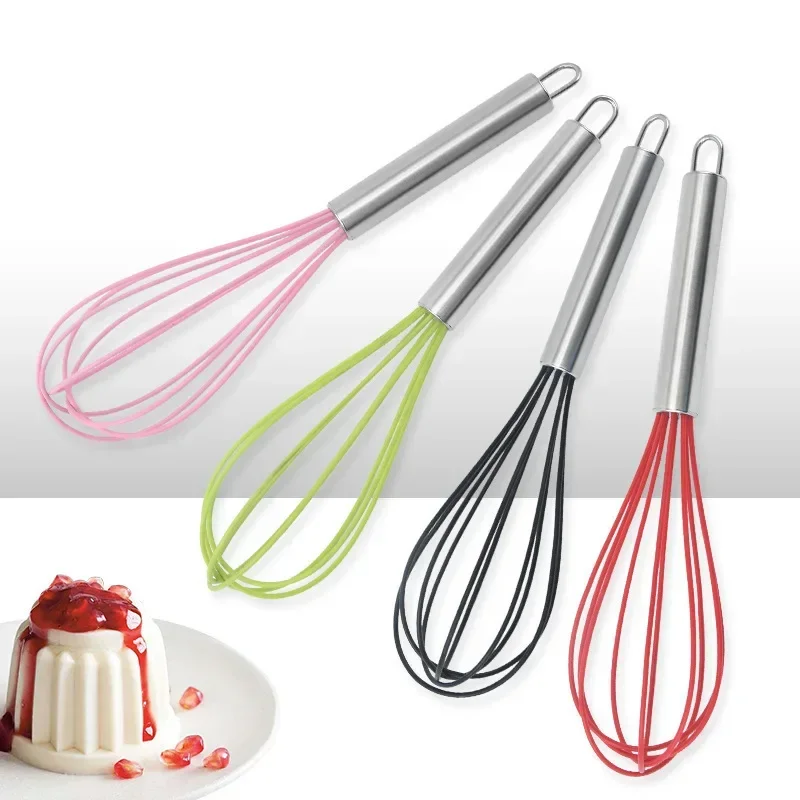 Kitchen Silicone Whisk Non-Slip Egg Beater Milk Frother Kitchen Utensil 26x6cm Silicone Egg Beater Tool Easy To Clean Milk Frother Egg Beater