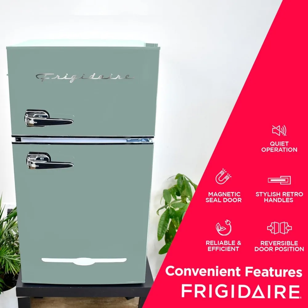 EFR840-MINT EFR840 Retro Mini Fridge with Freezer & Side Bottle Opener-Small 2 Door Refrigerator