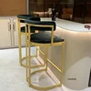 Light Luxury Iron Bar Chairs Simple Backrest Cafe Reception High Stools Home Island High Bar Chair for Kitchen Furniture ZZ 1