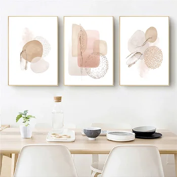 Moderna astratta beige rosa geometrica tela pittura Boho poster e stampa immagini di arte della parete per la camera da letto soggiorno decorazioni per la casa