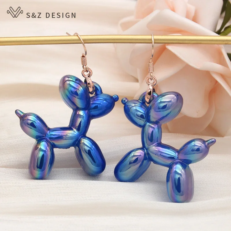 

S&Z DESIGN New Trendy Colorful Balloon Dog Dangle Earrings For Women Girls Daily Accessories Party Jewelry Gift Fashion Eardrop