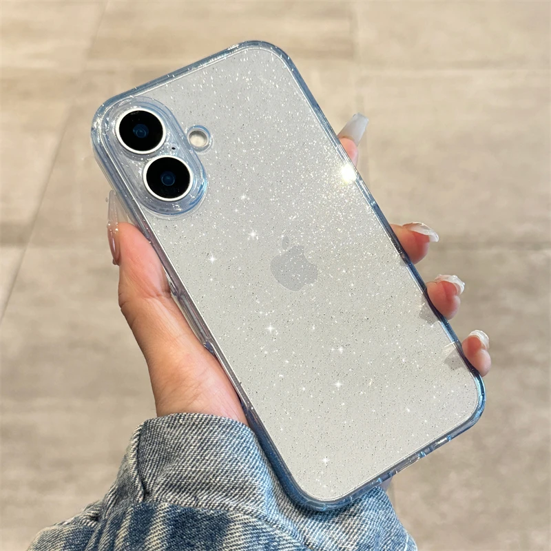 Elegant Bling Glitter Shockproof Clear Phone Case - Soft & Transparent Cover