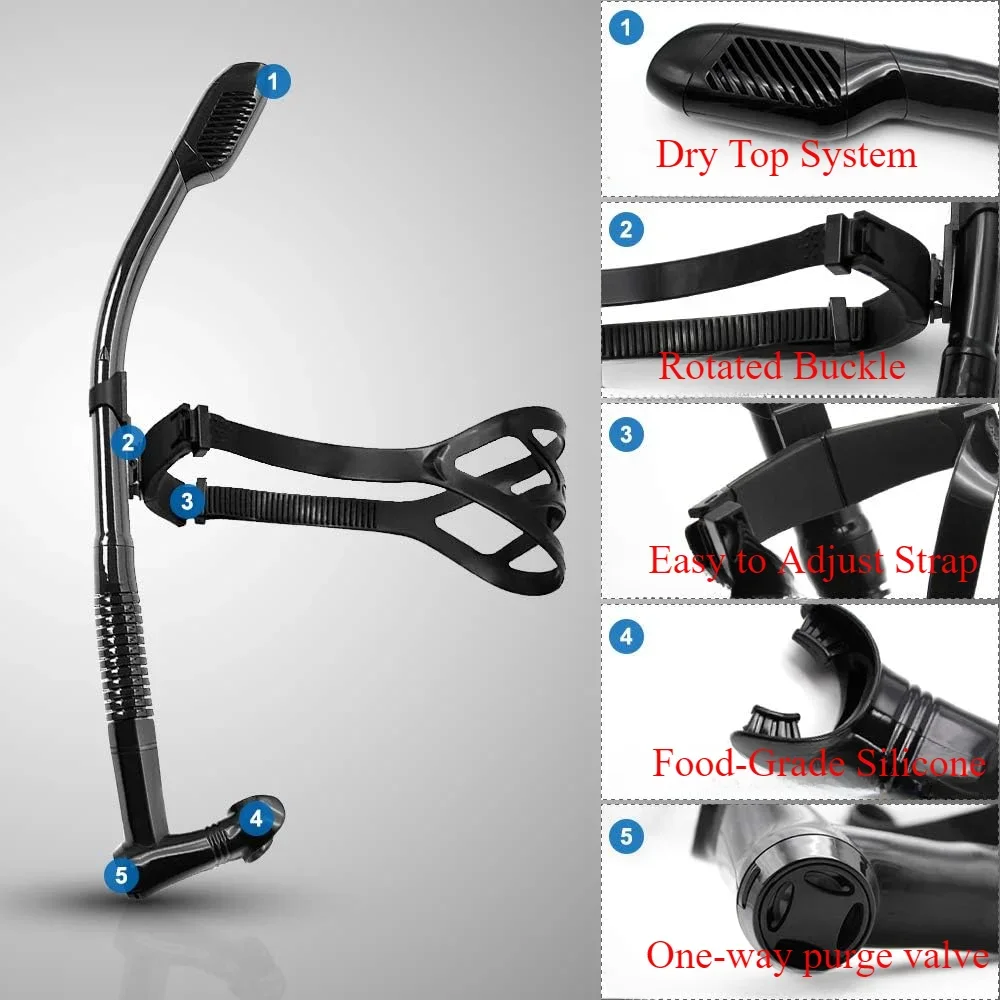 Swim Snorkel for Training Swimming Front  Dry Snorkel Lap Swimming Diving Snorkeling, Pool Open Water 3