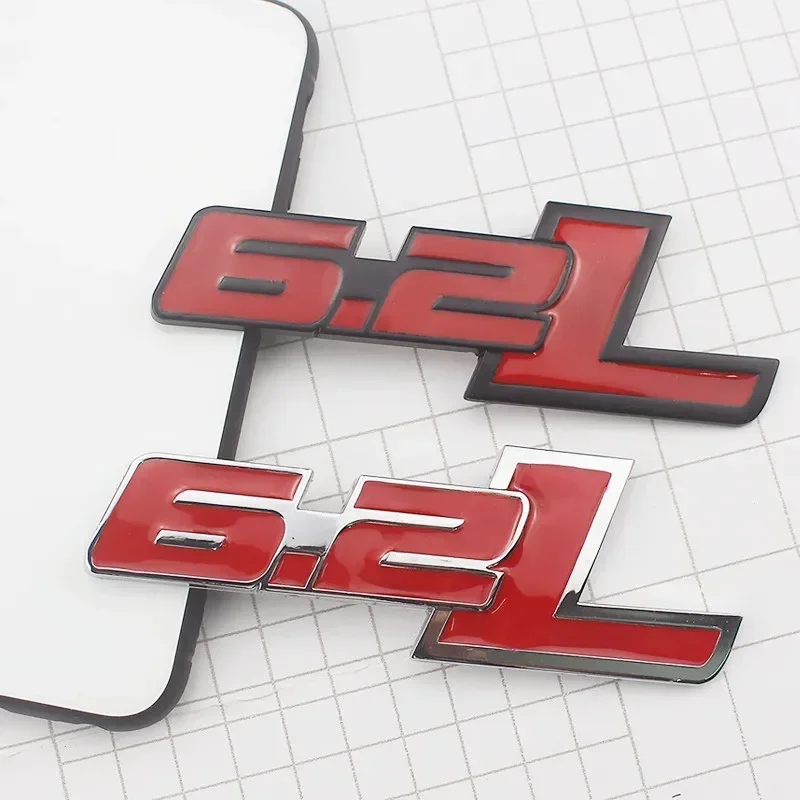 자동차 리어 부트 트렁크 엠블럼 배지 스티커, 3D 메탈 6.2L 로고, 포드 랩터 F150 허머 H2 쉐보레 C7 카마로 닷지 챌린저용