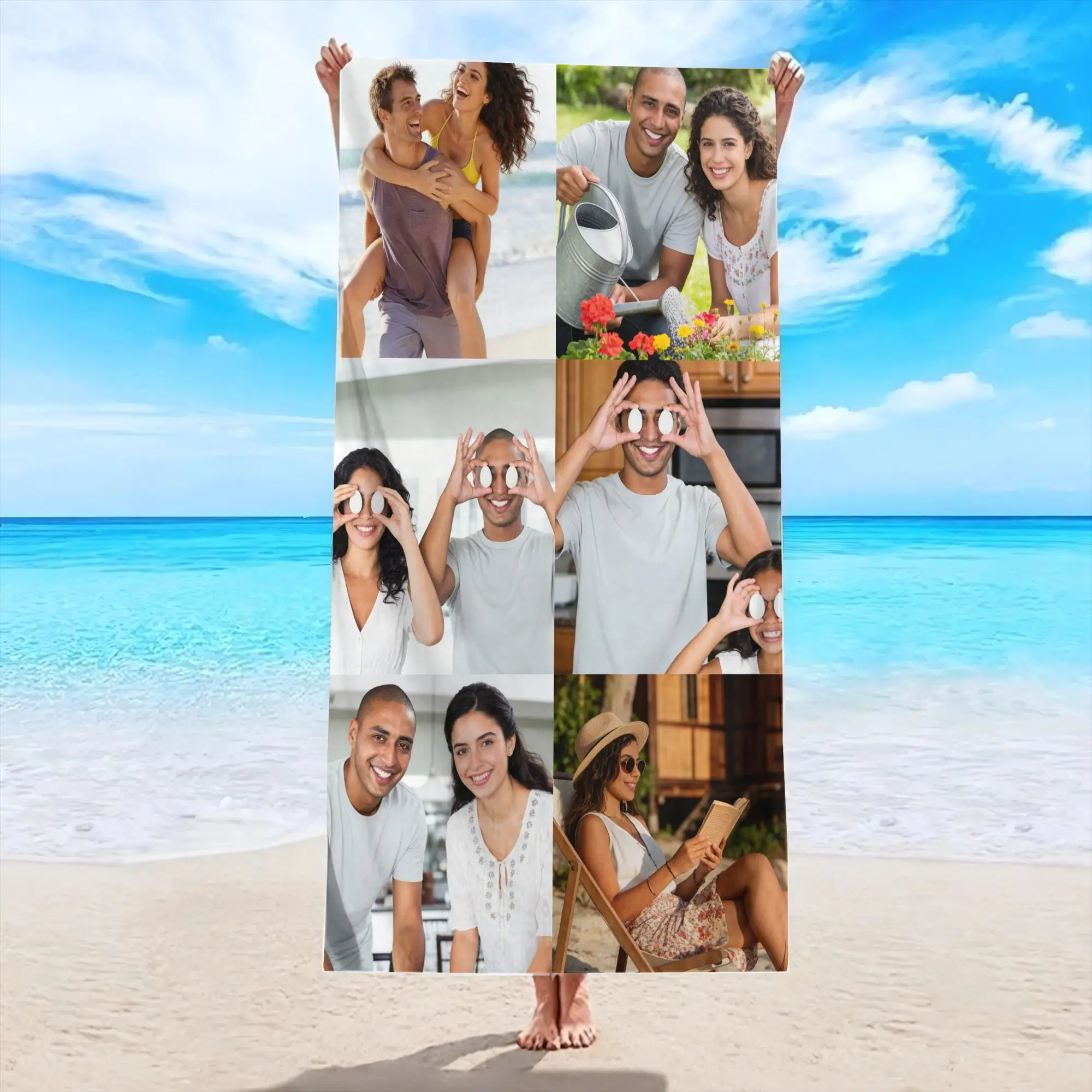 Custom Photo Beach Towel Soft Microfiber Lightweight Polyester Towel Anti-Sand For Family Friends Party Quick-Drying Bath Towel